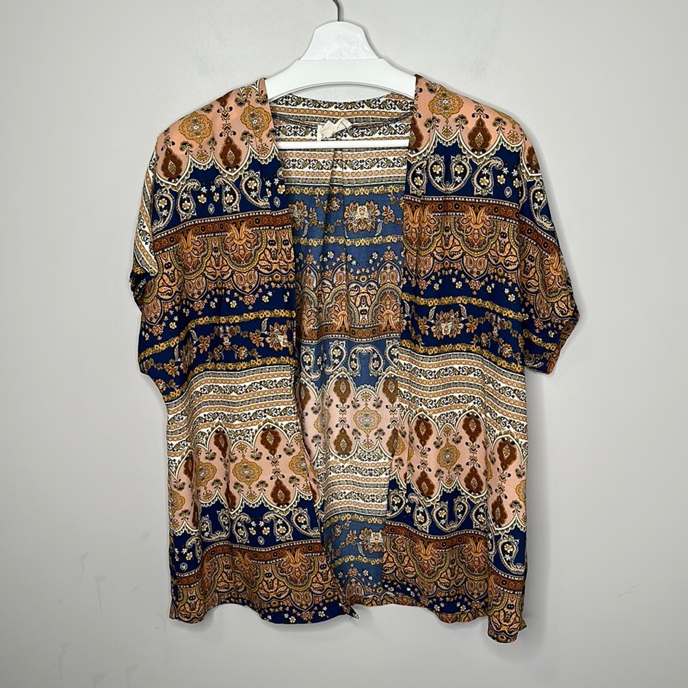 LA Hearts Printed Short Sleeve Kimono Cardigan